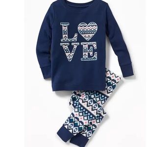 12-18M, 2T, or 5T love fair isle sleep set